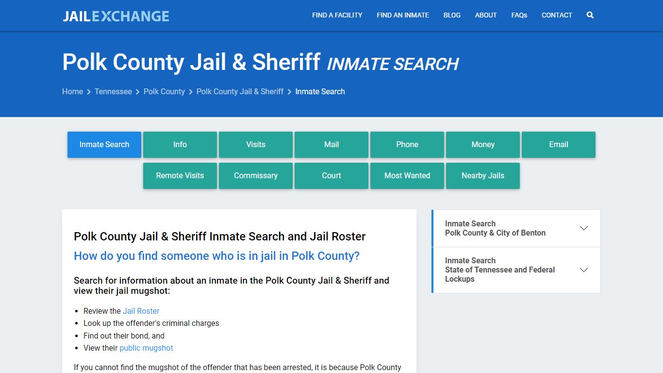 Inmate Search: Roster & Mugshots - Polk County Jail & Sheriff, TN